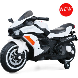 12V Battery Motorcycle, 2 Wheel Motorcycle, Kids Rechargeable Riding Electric Car - White