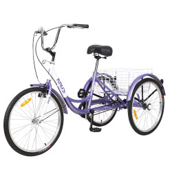 Adult Tricycle Trikes; 3-Wheel Bikes; 26 Inch Wheels Cruiser Bicycles with Large Shopping Basket for Women and Men